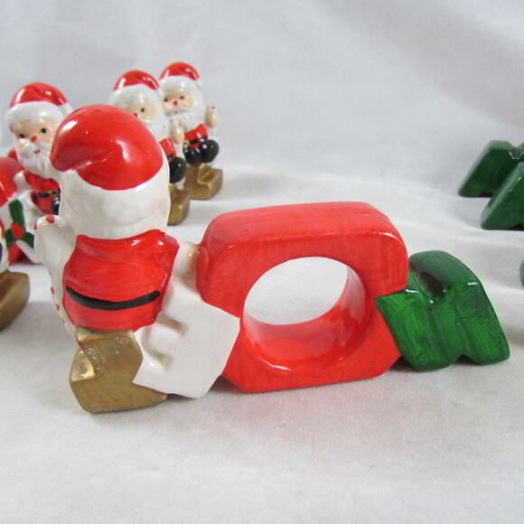 Christmas Holiday Santa Noel Figural Napkin Rings Table Decor Set of 10 Taiwan - Picture 3 of 4